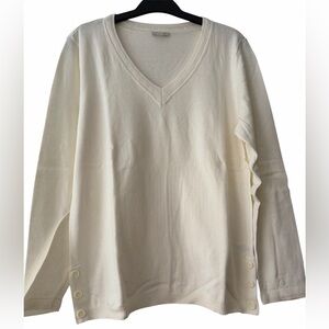 Talbots Classic V-Neck Sweater with Side Buttons Petite Large